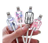 DiyGody 4 Pièces Kits de Protecteurs pour Raccords de Câble, Protege USB-C Type-L Câbles Accessoires Compatible avec iPhone, Jolies Protecteur de Câble avec Dessin Mignon de Papillons pour Filles