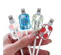 DiyGody 4 Pièces Kits de Protecteurs pour Raccords de Câble, Protege USB-C Type-L Câbles Accessoires Compatible avec iPhone, Protecteur de Câble avec Fruits Mignon de Fraise & Pastèque pour Filles