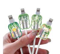 DiyGody 4 Pièces Kits de Protecteurs pour Raccords de Câble, Protege USB-C Type-L Câbles Accessoires Compatible avec iPhone, Protecteur de Câble avec Dessin Mignon de Fleurs & Herbes Verte pour Filles
