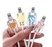 DiyGody 4 Pièces Kits de Protecteurs pour Raccords de Câble, Protege USB-C Type-L Câbles Accessoires Compatible avec iPhone, Protecteur de Câble avec Fleurs de Narcisse/Muguet/Roses Rose pour Filles