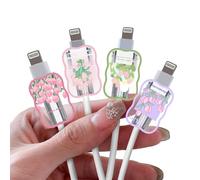 DiyGody 4 Pièces Kits de Protecteurs pour Raccords de Câble, Protege USB-C Type-L Câbles Accessoires Compatible avec iPhone, Jolies Protecteur de Câble avec Fleurs Mignonnes de Tulipe pour Filles