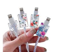 DiyGody 4 Pièces Protecteur de Câble de Chargement avec Motif Fleurs Mignons, Compatible avec Le Protecteur de Câble de Chargement, Protecteur de câble Mignon pour Le Chargeur Type-c de l'iPhone