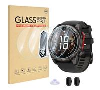 DiyGody Compatible pour Garmin Fenix 8 Pro Micro LED/Amoled 51mm Protection Écran, 4 Verre Trempé Écran + 2 Port Dust Cap, 9H HD Clair Anti-Rayures, Sans Bulles Protecteur D'écran Garmin Fenix 8 Pro