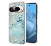 DiyGody Coque Compatible avec Google Pixel 9 Pro XL 5G 2024, Housse en Silicone TPU Ultra Fine avec Dessin de Marbré Elégante pour Hommes, Étui de Protection Antichoc Anti-Rayures Antidérapant, Vert