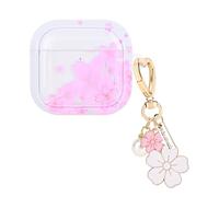 DiyGody Coque Transparent Compatible avec Airpods 4 Génération 2024 avec Pendentif Fleur, Housse en TPU avec Dessin de Fleurs Roses pour Fille, Étui de Protection Antichoc Anti-Rayures Anti-poussière