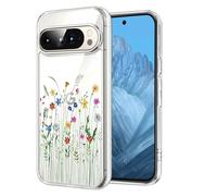 DiyGody Coque Transparent Compatible avec Google Pixel 9 Pro XL 5G 2024, Housse en Silicone Souple TPU Ultra Fine avec Jolies Fleurs pour Filles, Étui de Protection Antichoc Anti-Rayures Antidérapant
