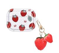 DiyGody Coque Transparente Compatible avec Airpods Pro 2nd Génération avec Porte-clés Fraise 3D, Étui de Protection avec Modèle de Fraise pour Femmes, Housse en TPU Antichoc Anti-Rayures Antidérapant