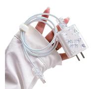 DiyGody Kit de Protecteur de Câble pour Chargeur Compatible avec iPhone, Protege Câbles avec Joli Motif de Papillon Cristal pour Filles, Protecteurs pour Raccords de Câbles, Protecteur de Chargeur USB