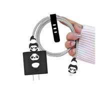 DiyGody Kit Protecteur de Câble Mignon pour Chargeur Compatible avec iPhone, Protege Câbles avec Modèle de Panda 3D pour Fille Enfant, Protecteurs pour Raccords de Câbles Ligne de Données USB-C - Noir
