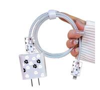 DiyGody Série de Protecteur de Câble pour Chargeur Compatible avec iPhone, Protege Câbles avec Joli Motif de Petites Fleurs pour Filles, Protecteur de Chargeur USB Protecteurs pour Raccords de Câbles