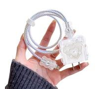 DiyGody Série de Protege Chargeur Câble Compatible avec iPhone, Protecteur de Câbles avec Joli Modèle de Cœur Perle pour Fille, Protecteurs pour Raccords de Câbles, Protecteur de Chargeur USB Type-C