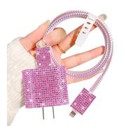 DiyGody Sparkling Kits Protecteur de Câble pour Chargeur Compatible avec iPhone, Protege Chargeur avec Design de Diamants Rosa pour Filles, Protecteurs pour Raccords de Câbles Ligne de Données USB-C