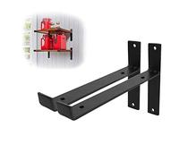 DIYH Lot De 2 Équerres Industrielles Robustes, Équerre De Fixation pour Étagère, Équerres Angle Murales, Supports D’Angle Industriels pour Tablette Rustique, avec Vis（Noir 20cm）