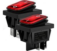 diyhz 2pcs AC 16A / 250V 20A / 125V 2 Position On/Off Bateau Rocker Interrupteur Etanche avec Rouge/Vert Indicateur Lumière