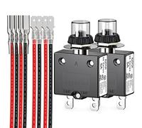 DIYhz Lot de 2 disjoncteurs thermiques, série 98 5 A 125/250 VAC 32 VDC avec bornes à connexion rapide et couvercle de bouton étanche, fil de terminal de 20 cm, 5 A