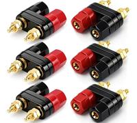 DIYhz Lot de 6 connecteurs de terminal M5 avec double prise banane de 4 mm, espacement de 19 mm, terminal de haut-parleur en cuivre pur plaqué or pour amplificateur/haut-parleur/audio à faire soi-même