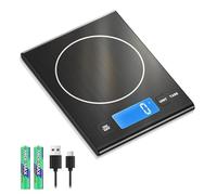 Diyife Balance de Cuisine 15kg Numérique Rechargeable, 5 Unités - Noir | 3 Boutons Simple Utilisation, Haute Précision Acier Inoxydable, Grand Écran LCD Rétroéclairé, Fonction Tare