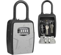 Diyife Boîte à Clé avec Crochet, Key Lock Box avec Code à 4 Chiffres, Extérieur Étanche Métal Boîte à Clé Sécurisée, Combinaison Clés Stockage Boîte de Verrouillage pour Maison Garage à L'école (Gris)