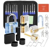 Diyife Kit de Crochetage 38 Pièces, Crochetage Serrure 4 Cadena de Pratique | Bleu, Pochette de Rangement Transportable, Poignées en Antidérapant, pour Serruriers Débutant & Professionnel