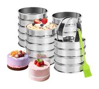 DIYJEP 20 Pièces Cercle à Tartelette, Cercle à Patisserie, Cercles a Patisserie en Acier Inoxydable, Rond Moules à Gâteaux, Antiadhésifs Cercles a Tartelette pour Muffins Gâteaux Crumpets (10 cm)