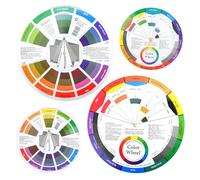 DIYJEP 4 Pièces Roue Chromatique des Couleurs pour les Artistes, Guide de Poche pour Apprendre à Mélanger les Couleurs de Peinture, Table Tournante de Nuancier Peinture pour Tatouage Dessin Maquillage