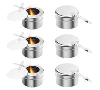DIYJEP 6 Pièces Récipients à Pâte Combustible avec Couvercle, Réchaud Fondue Brûleur à Alcool, Brûleur à Fondue Portable, Support de Poêle Ultraléger pour Récipients Chauffants Buffet Réchaud Camping