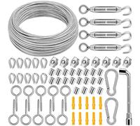 DIYLAND Câble en Acier Iinoxydable 3mm, 35m fil de fer de Jardin Enduit de PVC avec Tendeurs de fil de fer pour Plantes Grimpantes, Suspension de lumières Extérieures, Clôture, Sécurisation de l'ombre