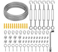 DIYLAND Corde en Acier Inoxydable à Suspendre Kit, 35M/2mm PVC Câble en Acier Inoxydable Revêtu avec Tendeur M5 de Fil et Crochet, Câble d'image pour Outdoor Suspension,Corde a Linge,Plante Grimpante