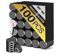 DIYMAG Lot de 100 aimants puissants de 1,2 x 0,3 cm pour réfrigérateur, travaux manuels, avec dos adhésif, petit bouton noir, cercle en céramique, adhésif très résistant, néodyme, tableau blanc