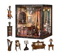 Diymnhaus - Kit de bibliothèque à monter soi-même, quatre scènes distinctes, modèles architecturaux miniatures, kit de maison de poupée, assemblage pour adulte, ornements créatifs Cranookft