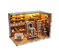 Diymnhaus Kit de maison de poupée Minitraure à monter soi-même en bois 3D - Institut de recherche sur les dinosaures - Modèle architectural avec lumières LED - Fabriqué à la main - Mini maison pour