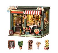 Diymnhaus - Kit maison de poupée miniature à faire soi-même - Maison de fleurs vertes - Modèle architectural - Mini maison avec lumières LED - Kit de bricolage miniature pour adulte - Kit d'assemblage