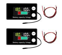 diymore 2 pcs compteurs de batterie 12V 24V 36V 48V 60V 72V 84V, indicateur de batterie DC 8-100V, moniteur de capacité de batterie avec alarme de température pour voitures, bateaux, camping-cars