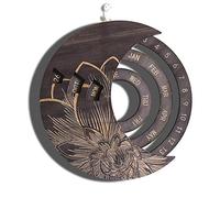 DIYOMR Calendrier perpétuel mural en bois avec 2 crochets non marquants, disques de lune rotatifs manuels de 25,4 cm, calendrier familial en bois pour décoration murale spéciale | Planification de la