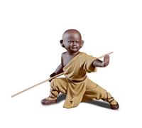 DIYOMR Figurines chinoises de Kung Fu Shaolin en céramique colorée pour arts martiaux, décoration d'intérieur, présentation, bureau (jaune)