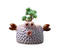 DIYOMR Pot de fleurs amusant en céramique émaillée en forme de crabe - Pot de fleurs en forme de dessin animé - Pot de fleurs fantaisie décoratif pour la maison et le bureau - Plantes non incluses