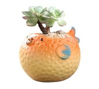 DIYOMR Pot de fleurs en céramique en forme d'animal mignon, gros poisson-globe de dessin animé, petit pot de plantes grasses pour mini plantes, fleurs, cactus, plantes non incluses