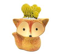 DIYOMR Pot de fleurs en céramique en forme de renard - 9,9 cm - Pour décoration d'intérieur, bureau, bureau - Plantes non incluses - Jaune