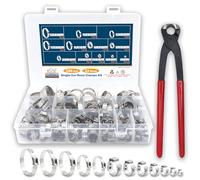 DIYoung Kit de 150 Simple Colliers de Serrage Oreille en Acier Inoxydable 304 (6-33.1 mm) Réglable，avec Pince - Pour Tuyauterie, Sanitaire et Automobile (12 Tailles + Pince)