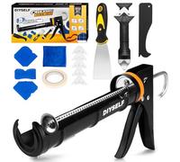 DIYSELF Kit de pistolet à calfeutrer professionnel - Outil de calfeutrage en silicone pour mastic de finition, pistolet à calfeutrer manuel pour salle de bain, cuisine, grattoir à joints, couteau à