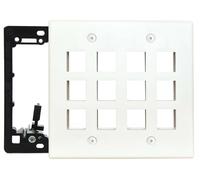 DIYTECH Keystone Plaque murale Keystone 2 gangs, plaque murale Keystone 12 ports, prend en charge la prise Keystone ou les inserts modulaires, dans le panneau de brassage mural, avec support de