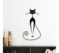 DIYthinker Art Animal élégant d'amant de Chat Silhouette Silhouette Amovible Mur Autocollant Art Stickers Mural DIY Papier Peint Chambre Decal 30Cm Noir