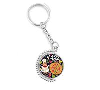 DIYthinker Faire Cuire Pizza Italie Tomate Aliments Rotatif clés Anneau de la chaîne Porte-clefs 1,2 Pouce x 3,5 Pouces Multicolore