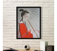 DIYthinker Flûte traversière Rouge Beauté Chinoise Peinture Image Simple Cadre Art Prints Peintures Accueil Stickers muraux Cadeaux Small Noir