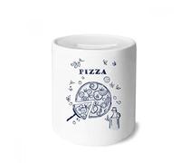 DIYthinker Ligne Dessin Pizza Italie Foods Tirelire banques d'épargne-Monnaie en céramique Enfants Adultes 3,5 Pouces de Hauteur, 3,1 Pouces de diamètre Multicolore