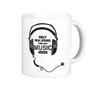DIYthinker Musique Chanson Ecouteur Son Mots Illustration Motif Classique Tasse Blanche Poterie Céramique Coupe du Lait café avec poignées 350 ML