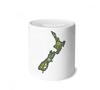 DIYthinker Nouvelle-zélande Verdure Sunshine Island Tirelire en céramique banques d'épargne-Monnaie Enfants Adultes 3,5 Pouces de Hauteur, 3,1 Pouces de diamètre Multicolore