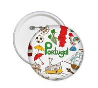 DIYthinker Portugal Paysage des douanes Haut-lieu touristique Animaux Drapeau national résident régime Illustration rond Motif Pin Badge Bouton 5Pcs S