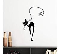DIYthinker Tilt Head Cat Art Animal Halloween Silhouette Silhouette Amovible Mur Autocollant Art Stickers Mural DIY Papier Peint Chambre Decal 40Cm Noir