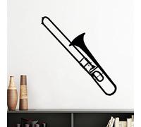 DIYthinker Trombone Instrument de Musique Classique Motif Silhouette Amovible Wall Sticker Art Mural Stickers DIY Papier Peint Chambre Decal 60cm Noir